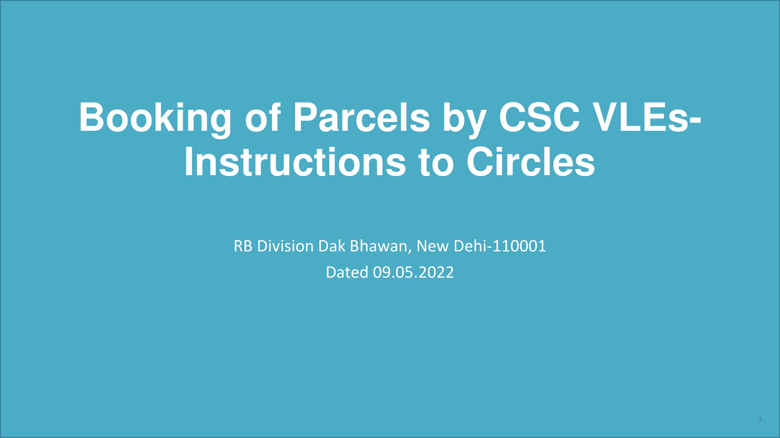 Procedure for Post Office for CSC Parcel Booking